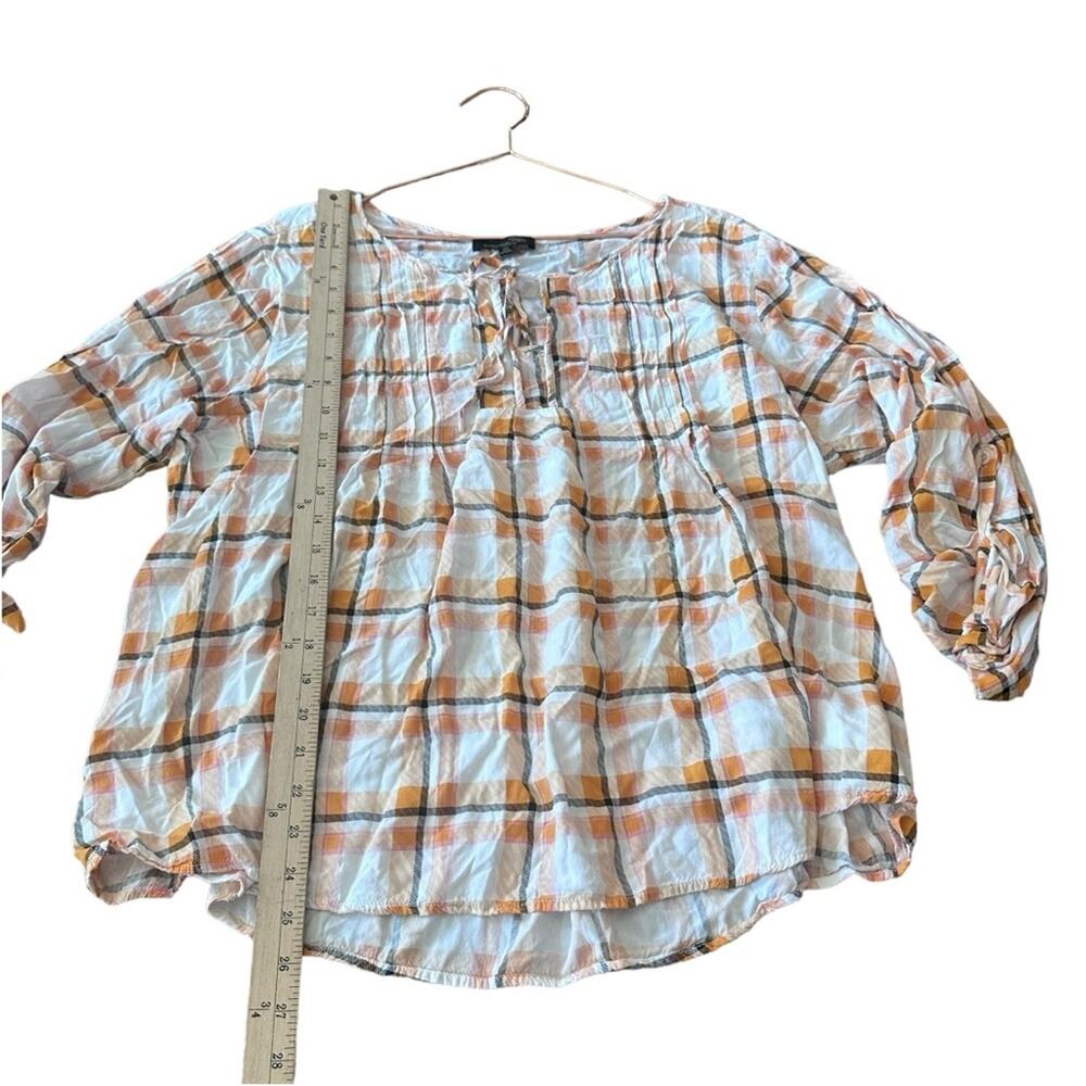 Suzanne Betro Neutral Tartan Plaid Blouse size 2X - Picture 4 of 7